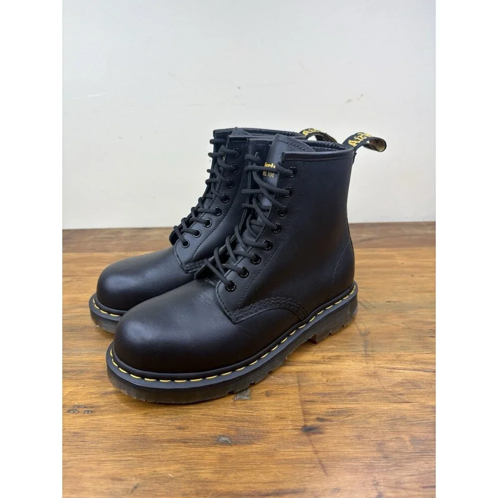 Dr Martens DM556 Mens Black Leather Steel Toe Work Safety Boots US 7 NWOB